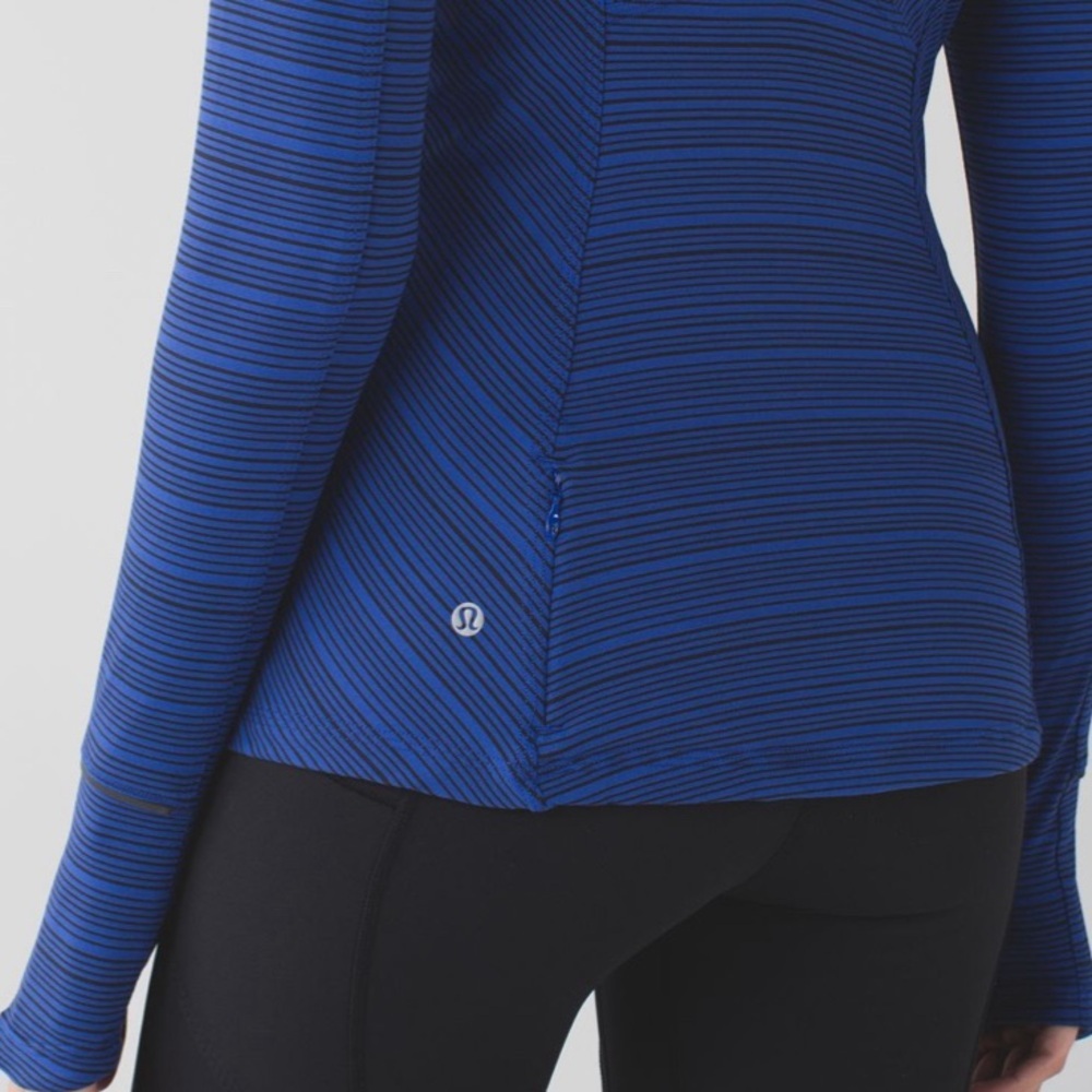 LULULEMON Kanto Catch Me Long Sleeve Kanto Stripe Sapphire Blue Black Size 2 - Picture 5 of 13
